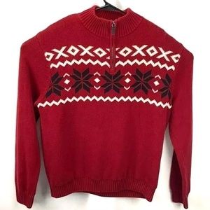 CHAPS XL Quarter Zip Red Long Sleeve Sweater